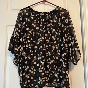 Floral Black Sheer Women's Top